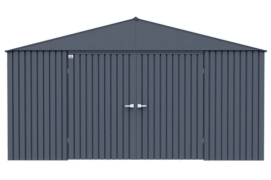 Arrow Shed Elite 14′ x 16′ Outdoor Lockable Gable Roof Steel Storage Shed Building, Anthracite